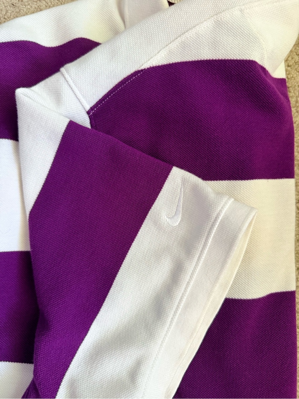 Nike White and Purple Horizontal Stripe Polo - Picture 4 of 4